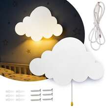 1 Pc Cloud Light - Floating Cloud Wall Lamp For Nursery | Cute Floating Cloud Lamp For Kids Bedroom | Battery-Operated Hanging Cloud Night Lights For Bedroom | Cloud Lamp For Baby Nursery - đèn mây - Xem 2