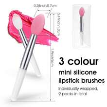9pcs Reusable Silicone Lip & Eye Makeup Applicator Set For Balm, Lipstick & Cream Masks - Màu hồng và đỏ trong suốt - Xem 2