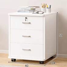 Gabinete de almacenamiento de cajones wood pila de 3 niveles | Organizador multiusos para dormitorio, oficina y baño | Ideal para juguetes, libros y artículos esenciales del hogar, opción de almacenamiento debajo de la mesa, almacenamiento debajo de la mesa - Blanco - Ver 2