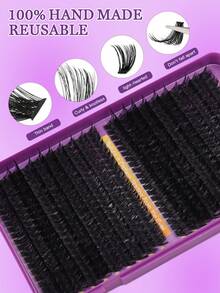 800640/621 621pcs D-Curl Synthetic Eyelash Set, Includes 10D+20D+30D+40D/50D+60D+80D+100D/80D+100D+120D+150D - Handmade, High-Quality D-Curl Synthetic Eyelashes, Natural Curl, Customizable Eyelash Set - Reusable, Lightweight And Easy To Use, Eyelash Extension, Natural Lashes, Large Eyelash Extension, Eyelash Set - D - View 8