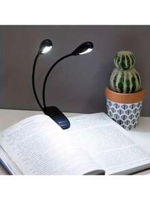 1pc Dual-Head LED Lighting Reading Lamp, Book Clip Lamp, Music Stand Book Light, Adjustable Reading Light With 4 Bulbs, Suitable For E-Readers, Books, Study - Multicolor - View 3