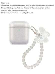 1pc Transparent Glitter TPU Shockproof Earphone Case Compatible With Apple 1/2/3, Pro/Pro 2nd, Minimalist Soft Case For New 4 - Glitter Butterfly - View 5