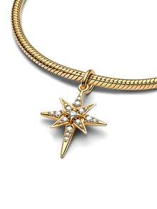 1 chiếc vòng tay/dây chuyền bằng đồng mạ vàng, kiểu dáng tối giản, lãng mạn, họa tiết ngôi sao, hình chữ thập, thích hợp làm quà tặng DIY sáng tạo cho người yêu, dành tặng ngày Valentine. - Vàng - Xem 3