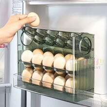 1 Soporte Para Huevos De Gran Capacidad De 3 Capas Para Nevera, Huevera Reversible, Huevera Para FrigoríFico De Gran Capacidad, Huevera, Huevera Con Tapa AutomáTica, Huevera Fija Para FrigoríFico, Huevera Plegable Para FrigoríFico, Huevera AcríLica, 3 Niveles, Visual, Volteo AutomáTico, DiseñO Vertical, Adecuado Para FrigoríFicos, Encimeras, Armarios De Almacenamiento, Estante De Almacenamiento Para Refrigerador Plegable - Verde - Ver 4