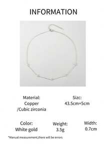 1pc New Fashion Silver Zirconia Floral Chain Necklace Jewelry - Silver - View 2