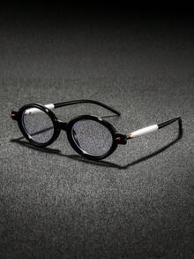 一副男士椭圆形塑料眼镜，个性化设计，轻巧耐用，时尚休闲，无度数，适合日常通勤、商务、驾驶、居家佩戴。 - 彩色 - 查看 5