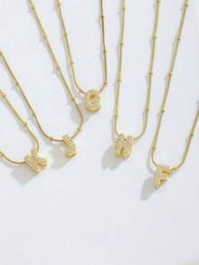 1件装奢华优雅时尚英文字母项链，金色不锈钢珠链字母项链，适合女性佩戴，是送给女友、妈妈、家人、朋友、女儿的绝佳礼物，适合情人节、母亲节、生日、毕业典礼、日常佩戴、婚礼、派对等场合。 - 金色 - 查看 3