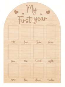 1pc 1st Birthday Wooden Photo Board, My First Year Milestone Photo Frame, 12 Months Year Wooden Acrylic Sign, 1 Year Old Decoration, Commemorative Gift - C - View 4