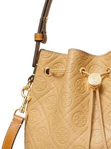 TORY BURCH - Women T Monogram Pebble Bucket Bag - 250 BISCOTTI - View 6