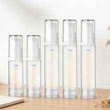 5pcs 5ml 10ml 1/3oz Clear Plastic Airless Pump Bottles, Refillable Vacuum Containers For Lotions, Creams, Foundations, Travel & Business Use - Clear - View 3
