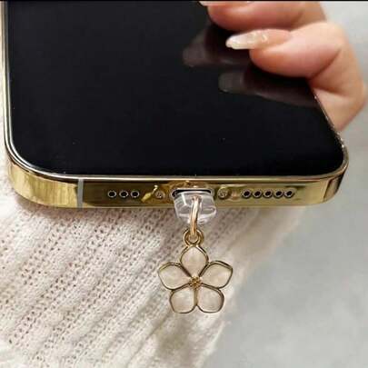 Minimalist Floral Phone Dust Plug - Creative Charging Port Decor Compatible With IPhone/Type-C Phones, Anti-Oxidation Phone Accessory