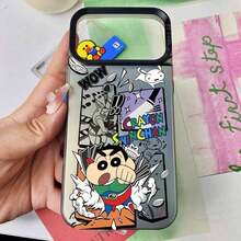 おしゃれなスタイルのドラえもんとクレヨンしんちゃんのアニメキャラクターのスマホケース、カラフルなパーソナライズされたレーザーバックパネルとコントラストフレームでアップグレード。 価値の高いい外観、より快适な持続するち心地よい。 材料：TPUシェル+PETシート+PCカメラフレーム。  17、16、15、14、13、12、11、8、7 Plus、Pro Max、Air、Galaxy S22、23、24、25 Ultra Edgeシリーズと互換性があります。 お友達、大きなカットな人、または自分自身を分けるへの完璧な贈呈り物です。 - 銀 - チェックする 12