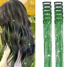 6pcs/12pcs Women's Sparkling Laser-Effect Hair Chain - A Bridal/Bridesmaid Tassel Hair Accessory/Head Chain, Suitable For Parties, Vacations, Gatherings, Valentine's Day Dates, Holidays, Photoshoots, Dance Performances, And Wedding Decorations - Multicolor - View 24