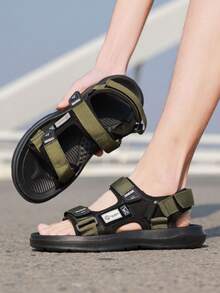 1 Pair Men's Summer Sandals, New Durable Breathable Fashion Shoes, Minimalist Anti-Slip Driving Beach Slippers - Green - View 4