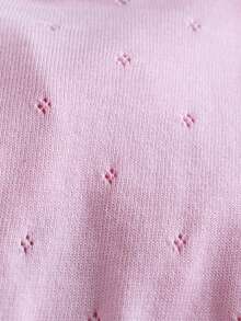 Girls Casual Knit Embroidered Hollow Long Sleeve Short Cardigan, Lightweight Sheer Bolero Jacket - Pink - View 8