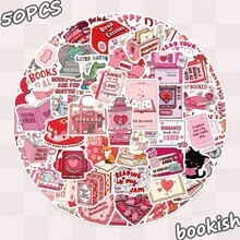 SCXXBSW 50pcs Valentine's Day Bookish Stickers, Cute Cartoon Stcikers For DIY Purposes Such As Skateboarding, Water Bottles, Laptops, And Mobile Phones - A - View 8