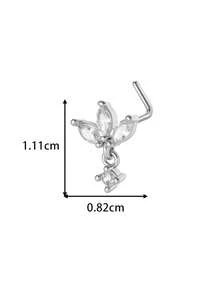 Toppiercing 1pc Minimalist Versatile Micro-Inlaid Zirconia Creative L-Shaped Nose Stud, Fashion Nose Piercing Jewelry - Multicolor - View 5
