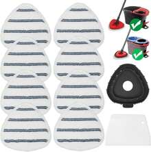 High-PQ Flat Mop Head Replacements, Microfiber Mopping Pads Refills, 8-Pack Spin Mop Pads + 1 Plastic Pad &Amp;1 Scrape For Floor, Wall &Amp; Ceiling Cleaning - Fits EasyWring &Amp; RinseClean Systems - ColorE - 查看 1