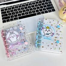 1pc Transparent Spiral Notebook, 3D Embossed Diamond Sticker Spiral Notebook, Sticker Book, KPOP Photo Card Storage Notebook, Double-Ring Soft Leather Transparent Spiral Notebook, Handmade DIY Diary, Photo Album, Sticker Book, Notebook, Scrapbook, Planner, School & Office Supplies - Multicolor - View 6