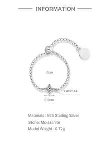 EleRunis 1PC 0.1ct 925 Sterling Silver Classic Moissanite Four Leaf Clover Diamond Chain Engagement Ring 18K Gold Plated Promise Wedding Ring For Women Mom Dad Daughter Loved Mother's Day Jewelry Gifts - Silver - View 8