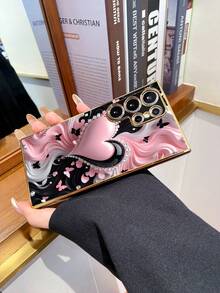 1个6D电镀黑色TPU心形元素个性化时尚爱心图案防震手机壳，兼容 17/16e/15/14/13/12/11/7/8/XR/XS/Plus/Pro/Pro Max/Mini/Air，Galaxy A51 4G/A52/A52s 5G/S23 Ultra/A13 4G/A12/S22 Ultra，A98，Galaxy A56/A04E/A05S/A34/S25 Ultra 5G，Note 13，Galaxy A14/A32 4G - 彩色 - 查看 4