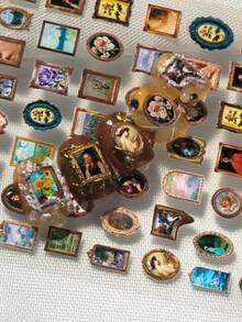 Bộ sticker dán móng tay phong cách triển lãm bảo tàng nghệ thuật cổ điển, sang trọng, mang đậm không gian nghệ thuật, bao gồm nhiều yếu tố tranh vẽ nổi tiếng thế giới được đóng khung theo phong cách retro, như chân dung, phong cảnh, hoa lá, phù hợp cho việc tự làm móng cá nhân và sử dụng trong các tiệm nail. - Nhiều màu - Xem 7