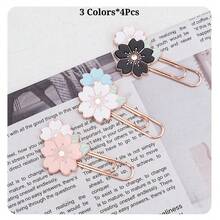 1/5/12Pcs Creative Metal Bookmark Exquisite Cherry Blossom Paperclip Bookmark Popular Fashionable And Exquisite Bookmark With Card - A - View 13