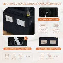 Modern 4-Personen-Samtsofa Mit Beidseitigen Chaiselongues, Integrated Stauraum, Getränkehaltern, USB-Anschlüssen Und Ausziehbarer Schlaffunktion – Style Für Jedes Wohnzimmer.Schwarz - Black + Corduroy + Foam + 4 Seat - View 11