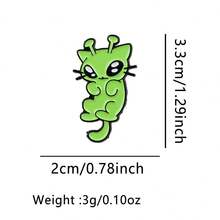 1枚外星猫珐琅胸针 - 可爱徽章，可别在背包和衣服上 - 綠色 - 查看 10