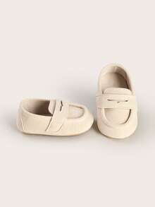 春秋新款婴幼儿学步鞋豆豆鞋 3-6-9个月 软橡胶底 男童休闲鞋 - 杏色 - 查看 5