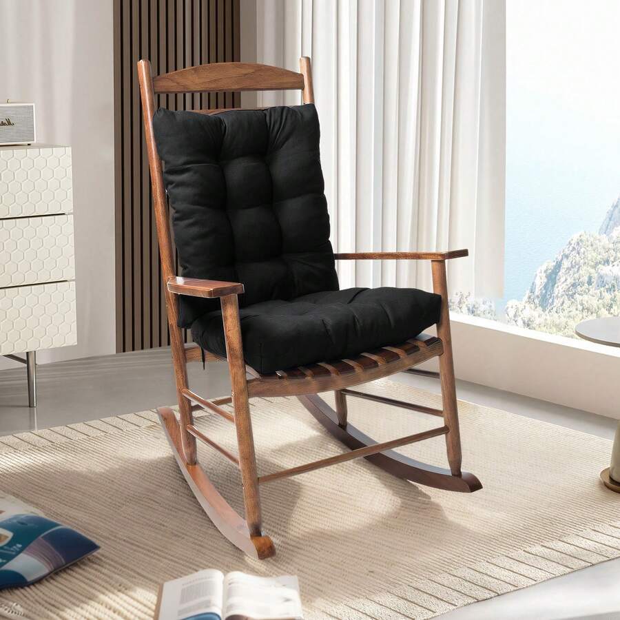 Outdoor Indoor Waterproof Seat Chair Outdoor & Indoor Waterproof Seat Chair Cushions With Ties Chair Back Cushion Recliner Seat Mat Outdoor Dining Chair Cushion For Patio Cushion Furniture - 黑色 - 查看 1