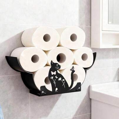 猫咪造型纸巾架，DIY装饰挂件，适用于浴室、厨房和卧室。可伸缩、可折叠，是一款实用的家居装饰品。创意十足的卫生纸收纳架。