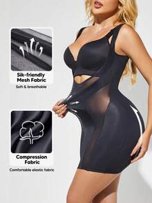 1件装塑身吊带裙，可穿在连衣裙下，收腹提臀，吊带式连衣裙衬裙，塑形肩带内衣 - 黑色 - 查看 3