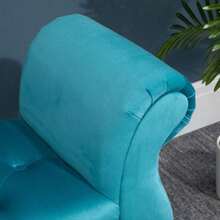 Luxurious Bench And Stool, Upholstered In Quilted Fabric, Made Of Polyester And Foam Rubber, Elegant, Blue, 117 X 40 X 58 Cm - Cadet Blue - View 7