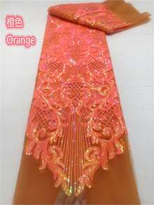 2026 Purple Elegant African Lace Fabric, 5 Yards Yellow French Sequin Mesh Fabric, Sewing Embroidered Lace Tulle Mesh Fabric For Nigerian Wedding Dress, 1 Yard Green Per Set - A - View 4