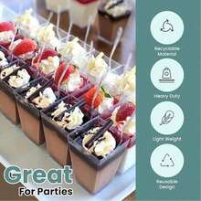 25/50/100/200Pcs, 5 Oz Plastic Clear Square Parfait Cups With Spoons, Party Small Serving Dessert Bowls For Appetizers, Puddings, Mousse, Yogurt, Parfait Ice Cream - Transparent - View 12