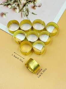 10pcs Adjustable Thimble Rings, Open Design Metal Finger Protectors, Gold & Silver Colors, Essential For Sewing, Embroidery, Leathercraft, DIY Handcraft, Great Gift For Crafters - 10 Thimbles - View 10