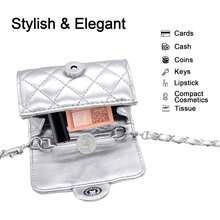 YAMEIZE Mini PU Leather Chain Belt Bag For Women Quilted Waist Purse Crossbody Fanny Pack Detachable Belt Chain - Silver - View 5