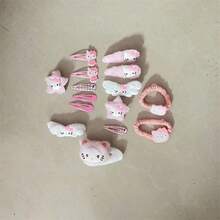 Sanrio 15pcs/Set Hello Kitty Pink Hair Clips Set, Cute Plush Cat Mouth Hair Clips, Japanese Side Hair Accessories, Valentine's Day Gift, KT Cat Headwear - Cartoon - View 10