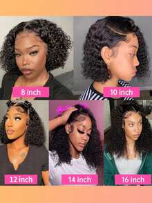 无胶卷发波波头假发 深波浪短波波头假发 1顶 无胶卷发波波头网状假发 无香型 易戴 可调节绑带 防汗帽 情人节礼物 - Natural Black - 查看 9