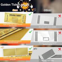 10 Sets Golden Ticket, Scratch Card Surprise Gift Reveal, Envelope For Birthday, Wedding, Concert, Cinema, Raffle Gift - 標準10件裝 - 查看 8