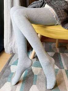 1双新款时尚条纹保暖棉袜，浅灰色打底裤款式，适合商务和工作场合作为内搭，春秋季穿着 - 淺灰色 - 查看 1