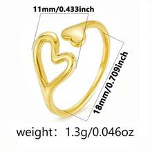 1pc 925 Sterling Silver Minimalist Asymmetric Heart Design Open Ring, Suitable For Daily Wear, Valentine's Day, Holiday, Wedding, Engagement Gift - Gold - View 4