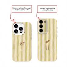 1pc TPU Material Healing Sunshine Coconut Tree Striped Pattern Phone Case Compatible With IPhone 17 Pro Max/17/16 Pro Max/15/13/12/11, S20 FE/A15/S24/A55, Compatible With Redmi Note 11/Note 12/Note 13 Pro, Full Coverage Anti-Drop Soft Protective Cover - White - View 7