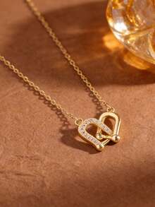 1件时尚奢华流苏马蹄形扣锆石项链，微镶全钻项链，精致闪耀高端新款锁骨链 - 馬蹄扣項鍊 - 查看 1