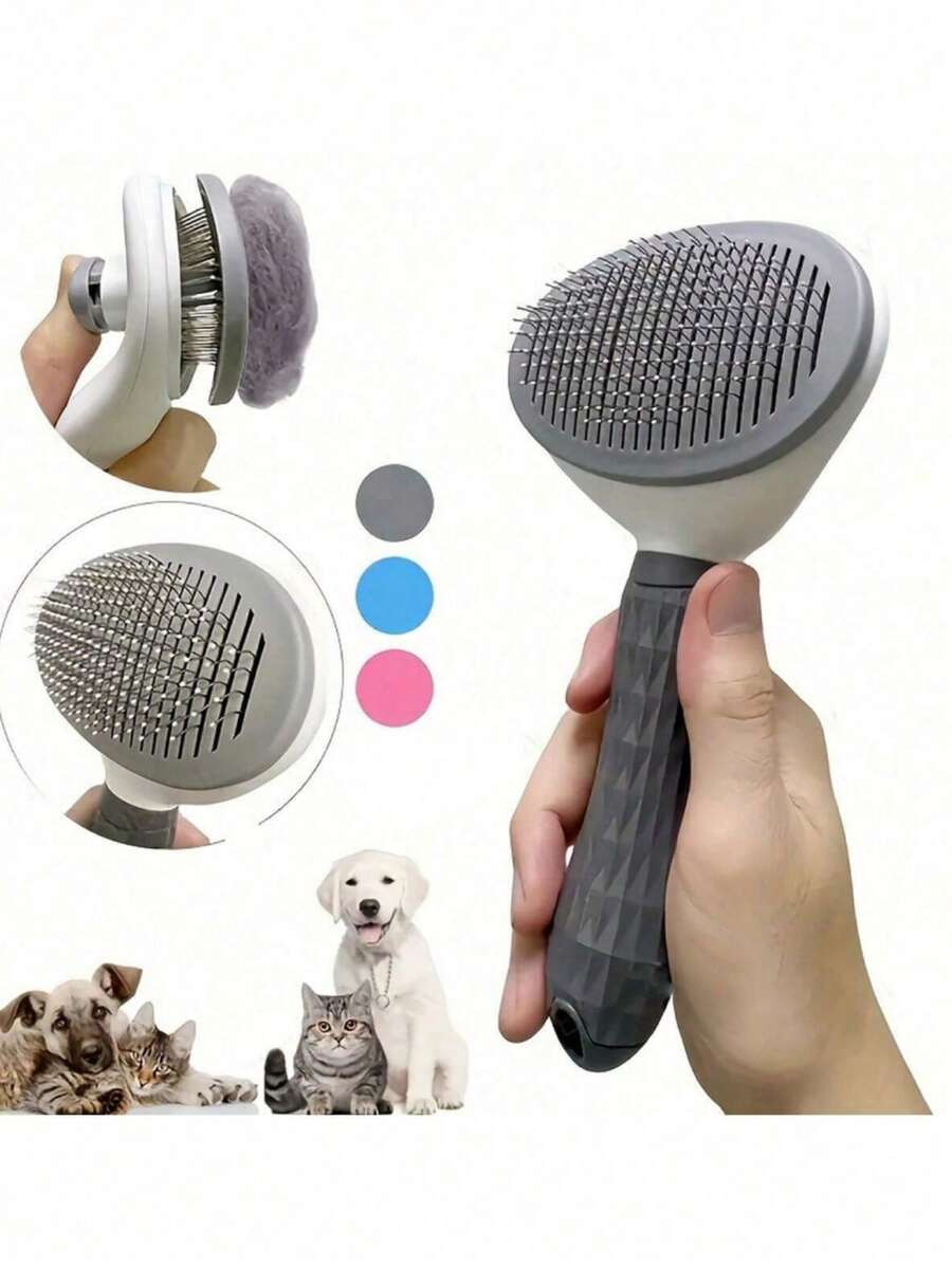 1PC Upgraded Self Cleaning Cat Grooming Brush, Slicker Brush For Dogs & Cats, Gently Removes Loose Undercoat Mats Tangled Hair, Pet Massage & Grooming Tool - Multicolor - View 1