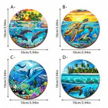 4pcs Wooden Sea Turtle Coasters, 4 Inch Heat-Resistant Non-Slip Drink Mats, Charming Beach Theme, Waterproof Insulation Pads For Cafe, Office, Kitchen And Dining, Holiday Home Decor, Birthday And Holiday Gifts For Friends And Family, 2D - Multicolor Coasters - View 11