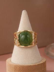 Nhẫn đồng phong cách Bohemian cổ điển dành cho nữ, trang sức bằng đồng, lý tưởng cho mọi mùa và làm quà tặng dịp lễ, đeo hàng ngày và làm quà tặng. - màu xanh lá - Xem 4