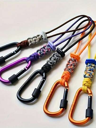 1pc Multi-Functional Outdoor Water Bottle Hanging Rope, With Climbing Buckle, Heavy-Duty Braided Rope, Anti Drop Strap, Hands-Free Hook, Heavy-Duty Aluminum Hook Ring, Creative Outdoor Hook Umbrella Rope, The Best Gift For Lovers, Friends, Family, Teachers, Essential For Outdoor Enthusiasts