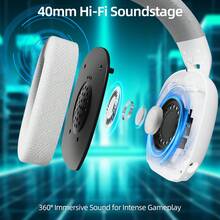 Auriculares inalámbricos para juegos ATTACK SHARK L80PRO con micrófono dual, modo triple 2.4GHz/BT/con cable, auriculares ligeros over-ear para PC/Switch/Win - Lightseed Tech - Multicolor - Ver 7